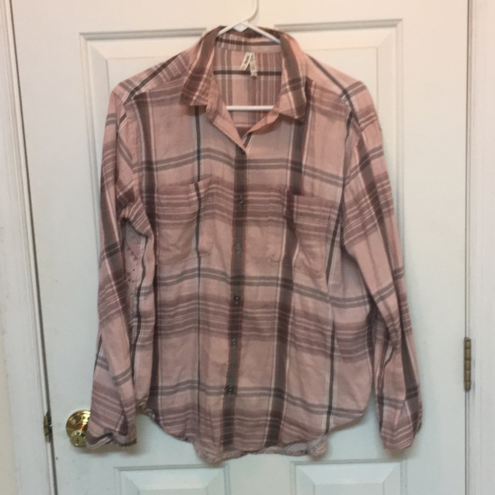Mudd Pink Plaid button up shirt
